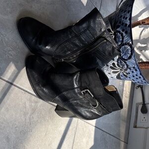 Frye Black Leather Ankle Booties